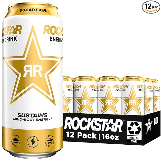 Rockstar Sugar Free Energy Drink, 16 Fl Oz Cans (Pack of 12) (Packaging May Vary)