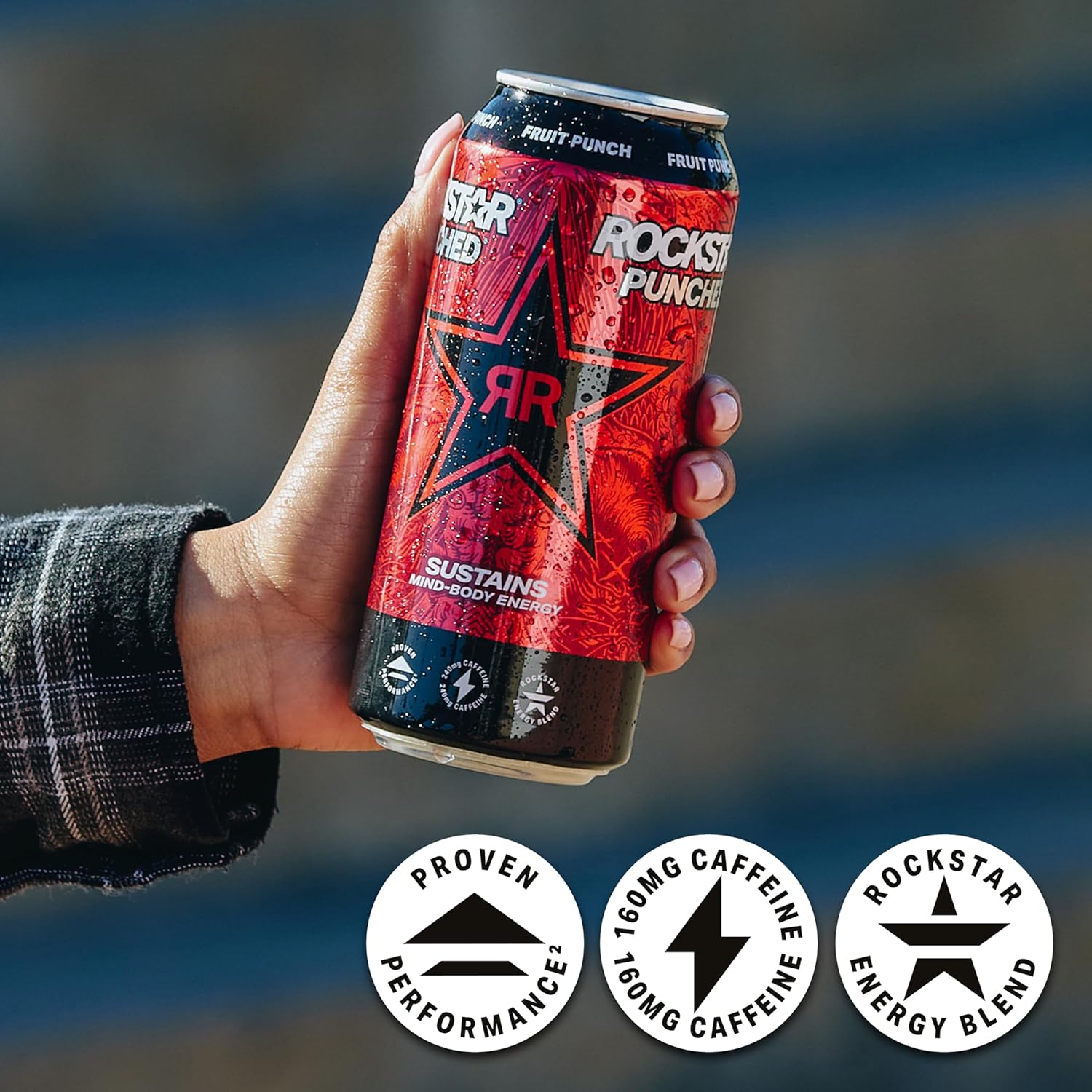 Rockstar Punched Energy Drink, Fruit Punch, 16 Fl Oz (Pack of 12) (Packaging May Vary)